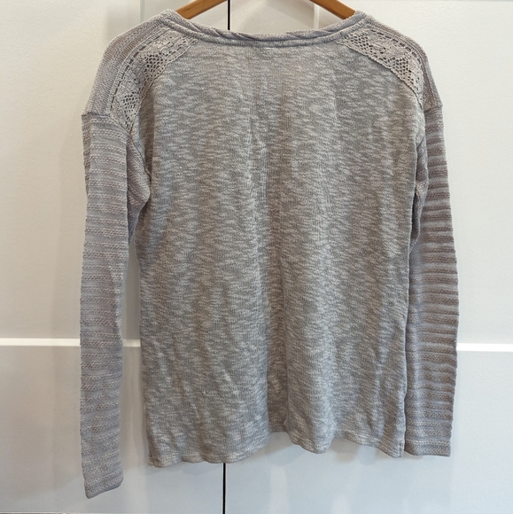 ONE SEPTEMBER Anthropologie gray knit and lace pull-over crewneck sweater - Picture 7 of 7